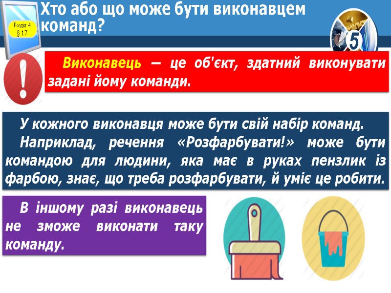 Хто або що може бути виконавцем команд? У кожного виконавця може бути свій набір